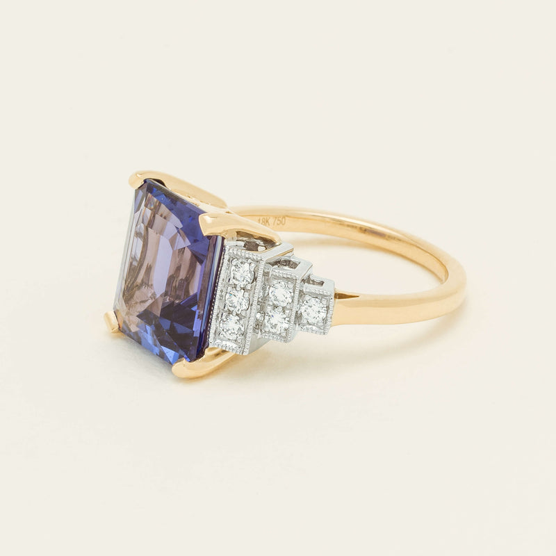 18ct Yellow Gold Tanzanite & Diamond Maya Ring