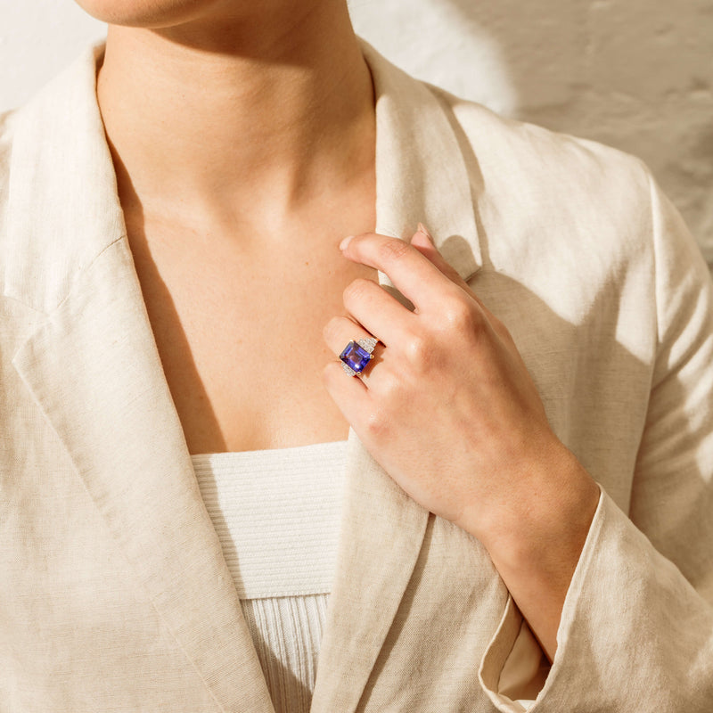 18ct Yellow Gold Tanzanite & Diamond Maya Ring