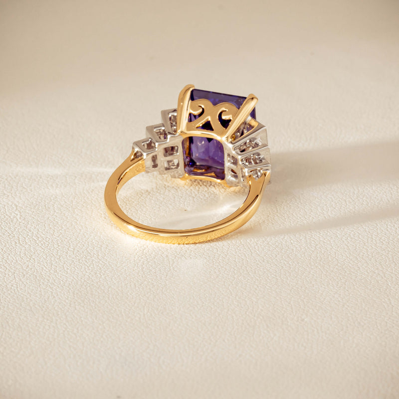18ct Yellow Gold Tanzanite & Diamond Maya Ring