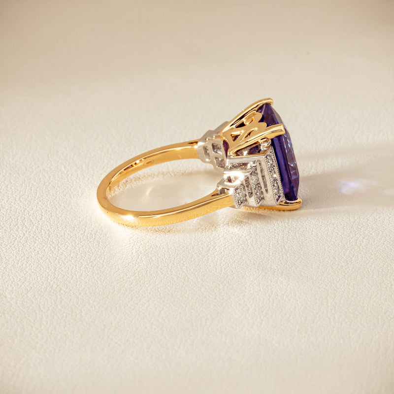 18ct Yellow Gold Tanzanite & Diamond Maya Ring