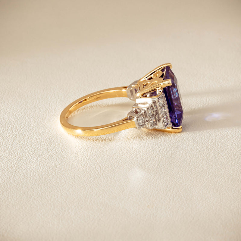 18ct Yellow Gold Tanzanite & Diamond Maya Ring