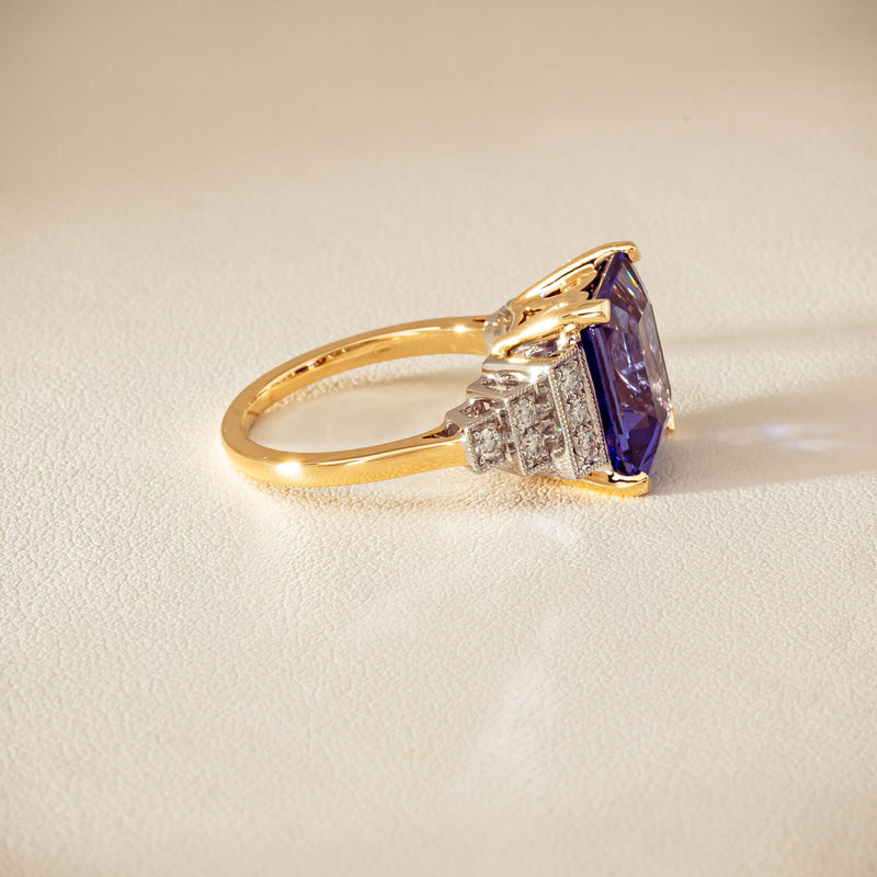 18ct Yellow Gold Tanzanite & Diamond Maya Ring