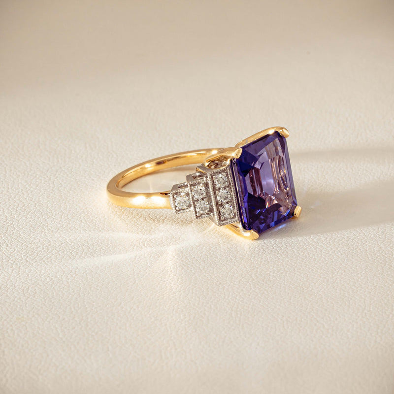 18ct Yellow Gold Tanzanite & Diamond Maya Ring