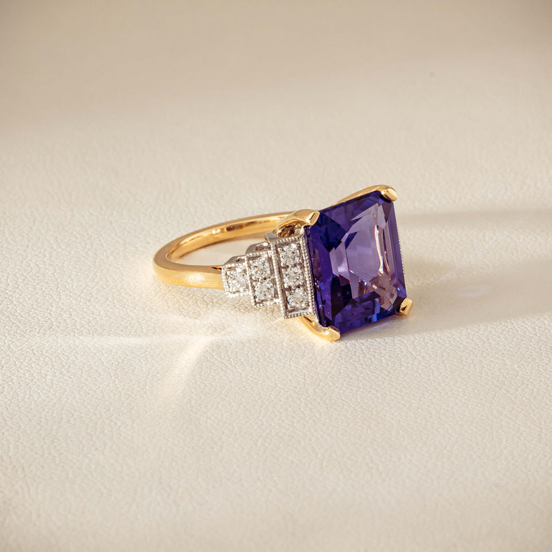 18ct Yellow Gold Tanzanite & Diamond Maya Ring