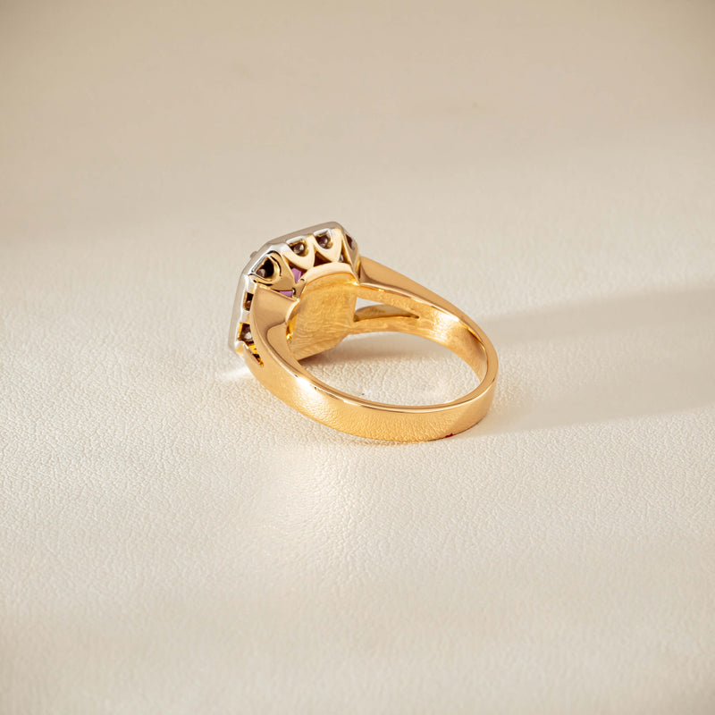 Deja Vu 18ct Yellow Gold 2.00ct Pink Sapphire Halo Ring - Ring - Walker & Hall