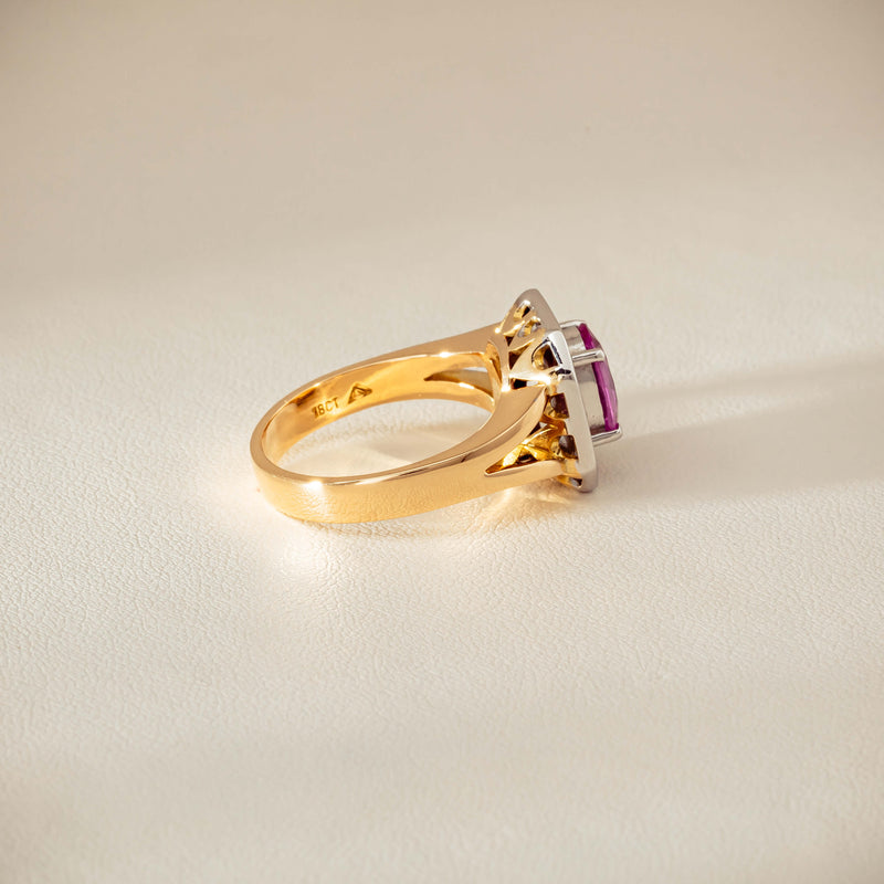 Deja Vu 18ct Yellow Gold 2.00ct Pink Sapphire Halo Ring - Ring - Walker & Hall