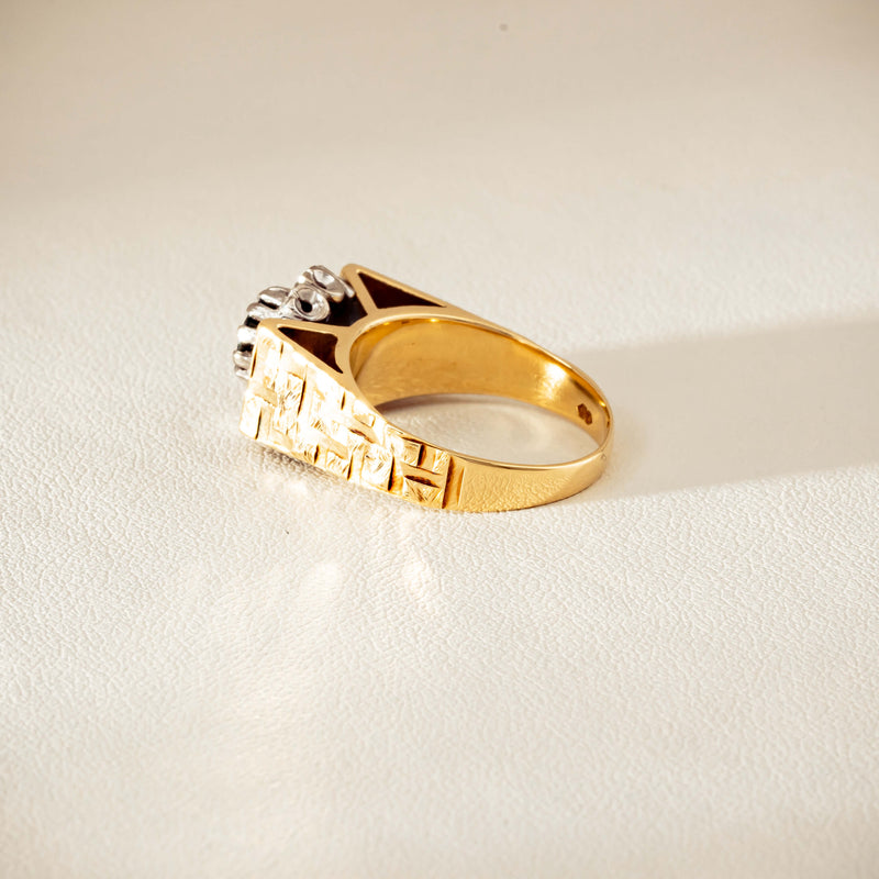 Vintage 18ct Yellow Gold Sapphire & Diamond Cluster Ring
