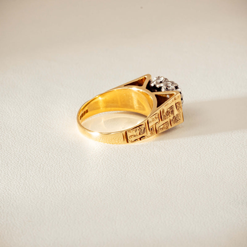 Vintage 18ct Yellow Gold Sapphire & Diamond Cluster Ring