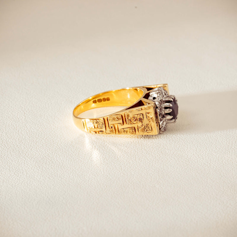 Vintage 18ct Yellow Gold Sapphire & Diamond Cluster Ring