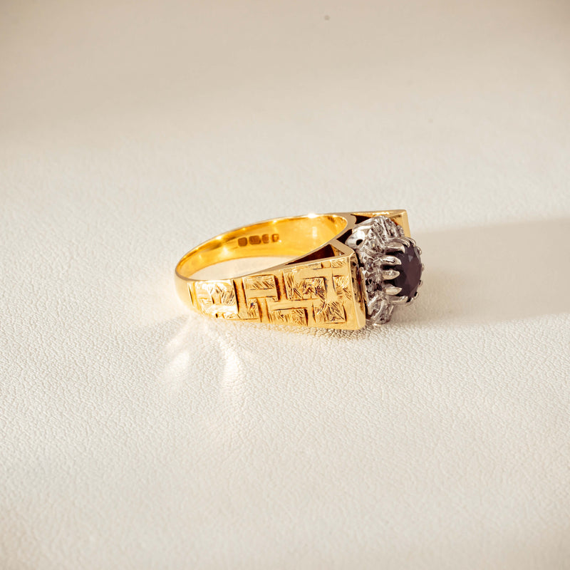 Vintage 18ct Yellow Gold Sapphire & Diamond Cluster Ring