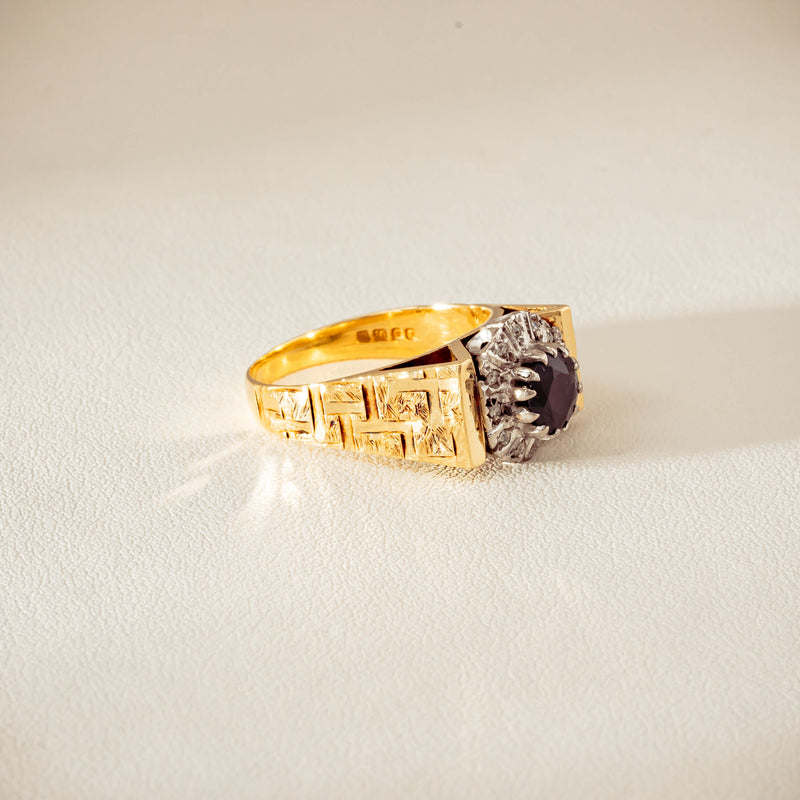 Vintage 18ct Yellow Gold Sapphire & Diamond Cluster Ring
