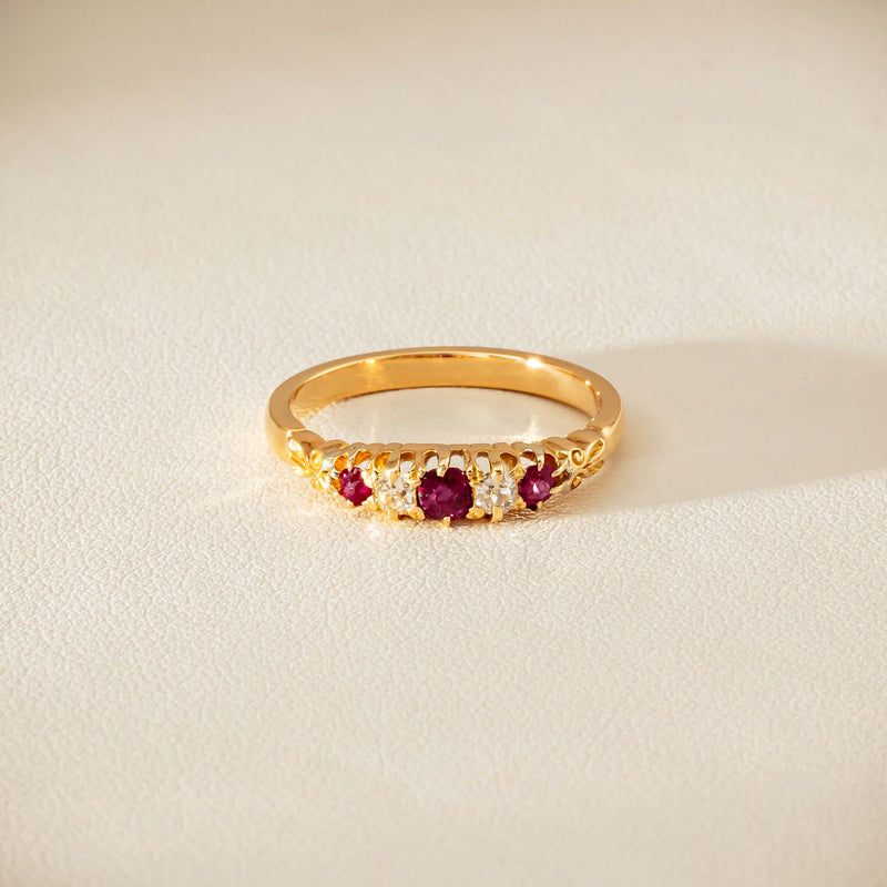 Deja Vu 18ct Yellow Gold Ruby & Diamond Ring - Ring - Walker & Hall