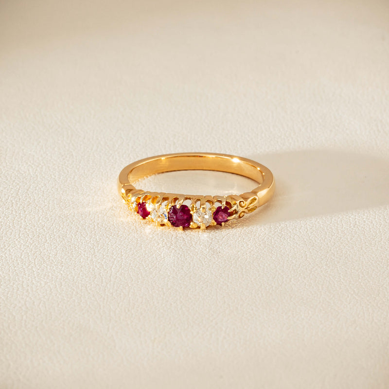 Deja Vu 18ct Yellow Gold Ruby & Diamond Ring - Ring - Walker & Hall