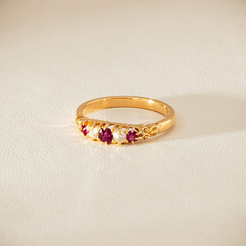 Deja Vu 18ct Yellow Gold Ruby & Diamond Ring - Ring - Walker & Hall