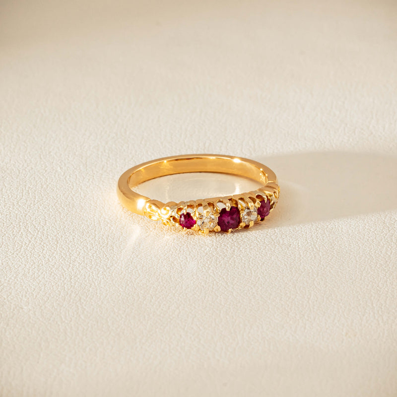 Deja Vu 18ct Yellow Gold Ruby & Diamond Ring - Ring - Walker & Hall