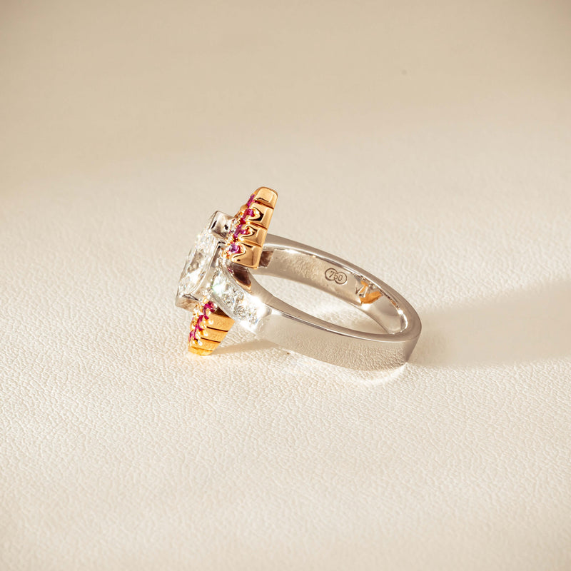 Deja Vu 18ct Bi-Tone Gold Diamond & Pink Sapphire Ring - Ring - Walker & Hall