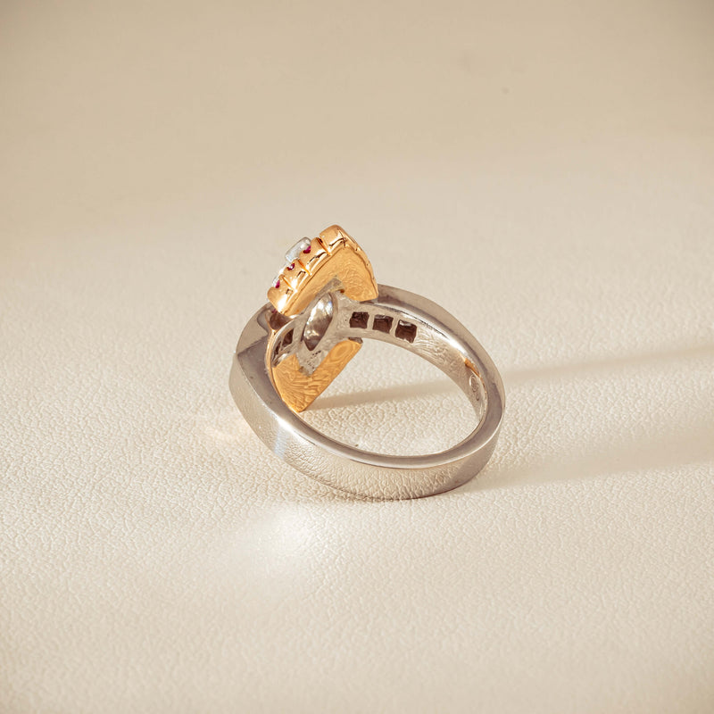 Deja Vu 18ct Bi-Tone Gold Diamond & Pink Sapphire Ring - Ring - Walker & Hall