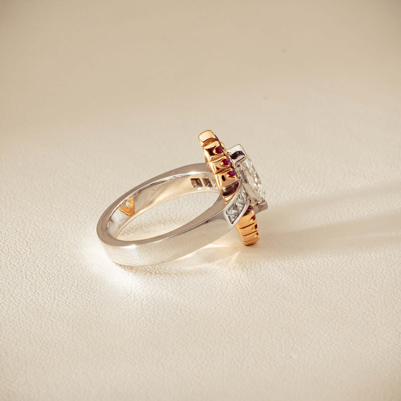 Deja Vu 18ct Bi-Tone Gold Diamond & Pink Sapphire Ring - Ring - Walker & Hall