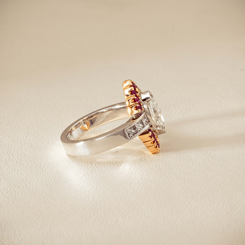 Deja Vu 18ct Bi-Tone Gold Diamond & Pink Sapphire Ring - Ring - Walker & Hall