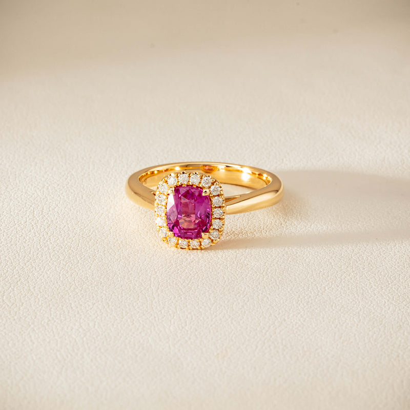 18ct Yellow Gold 1.50ct Pink Sapphire & Diamond Nina Ring