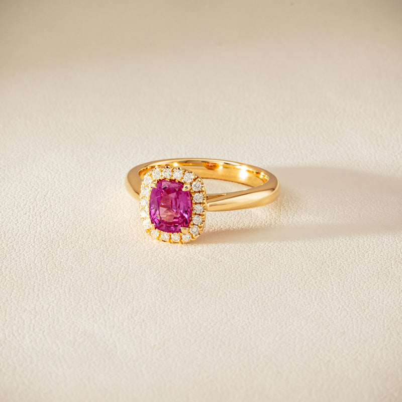 18ct Yellow Gold 1.50ct Pink Sapphire & Diamond Nina Ring