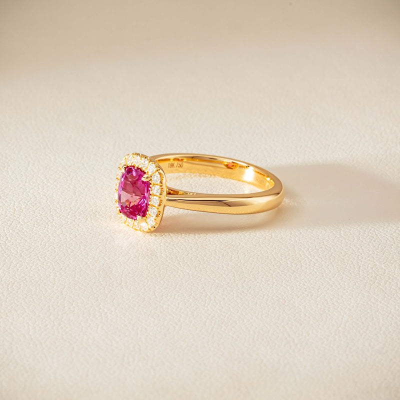 18ct Yellow Gold 1.50ct Pink Sapphire & Diamond Nina Ring