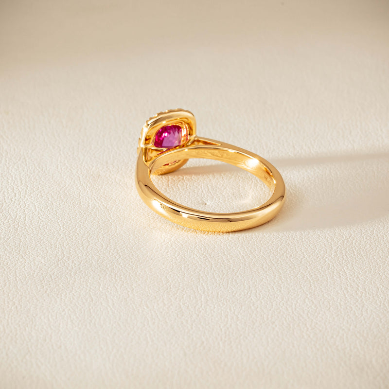 18ct Yellow Gold 1.50ct Pink Sapphire & Diamond Nina Ring