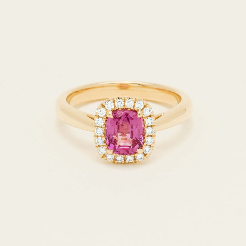 18ct Yellow Gold 1.50ct Pink Sapphire & Diamond Nina Ring