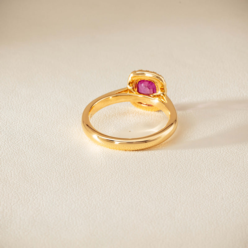 18ct Yellow Gold 1.50ct Pink Sapphire & Diamond Nina Ring