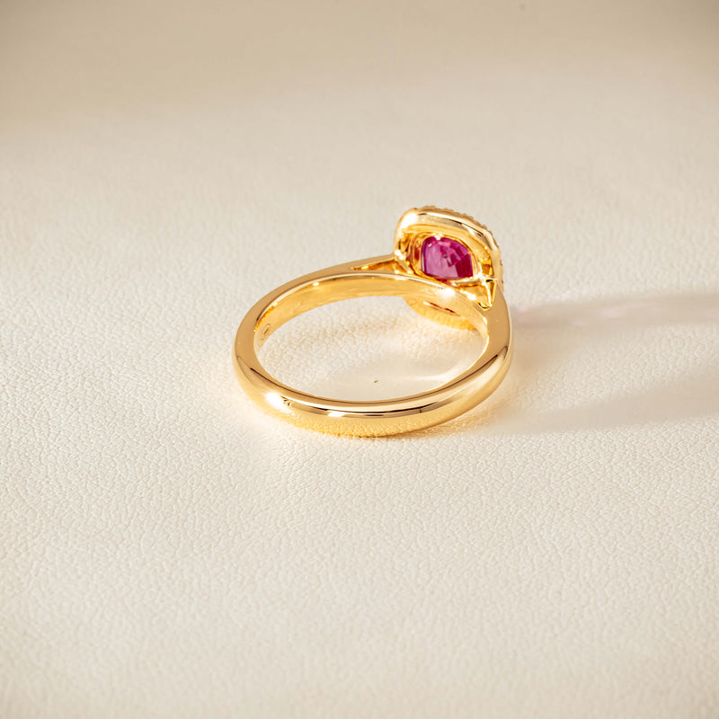 18ct Yellow Gold 1.50ct Pink Sapphire & Diamond Nina Ring