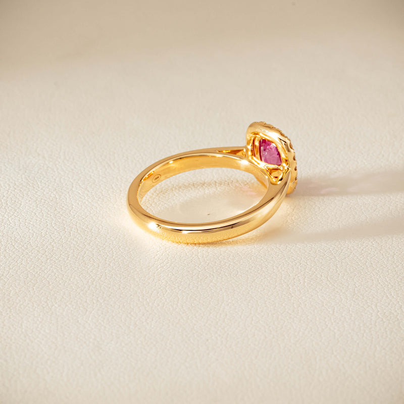 18ct Yellow Gold 1.50ct Pink Sapphire & Diamond Nina Ring