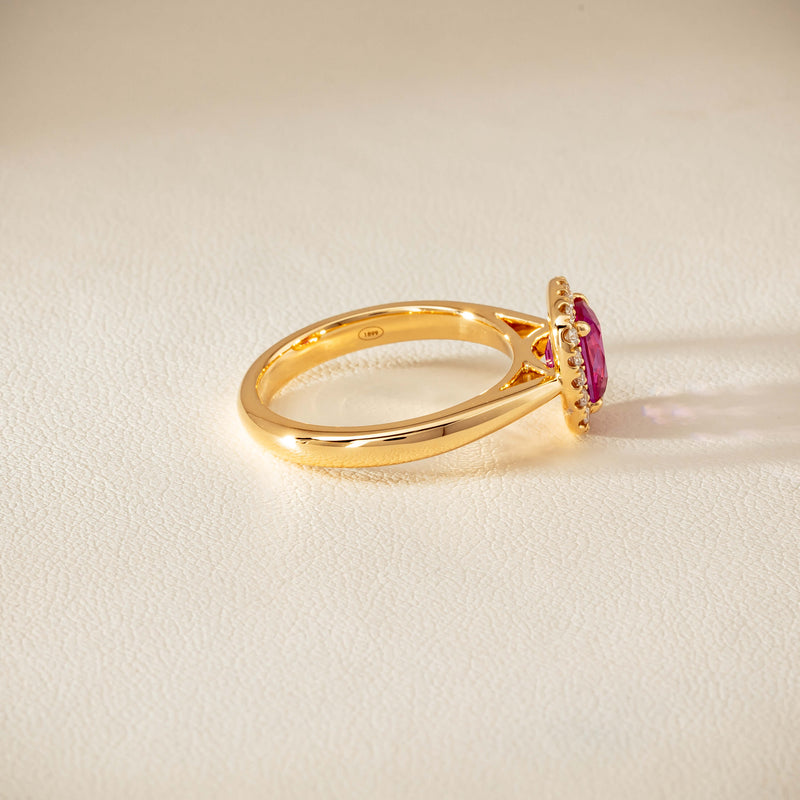 18ct Yellow Gold 1.50ct Pink Sapphire & Diamond Nina Ring