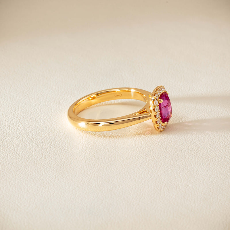 18ct Yellow Gold 1.50ct Pink Sapphire & Diamond Nina Ring