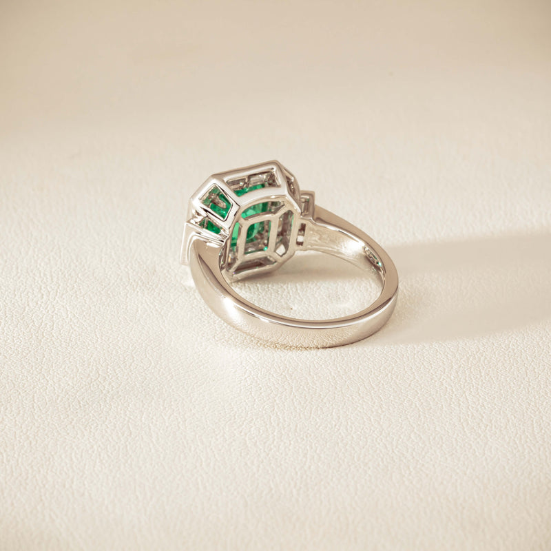 Platinum 1.68ct Emerald & Diamond Magritte Ring