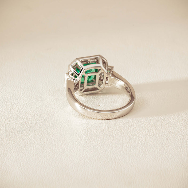 Platinum 1.68ct Emerald & Diamond Magritte Ring