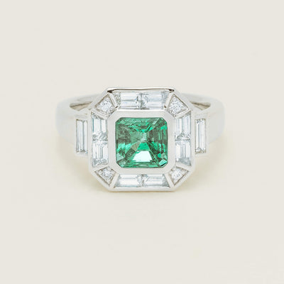 Platinum 1.68ct Emerald & Diamond Magritte Ring
