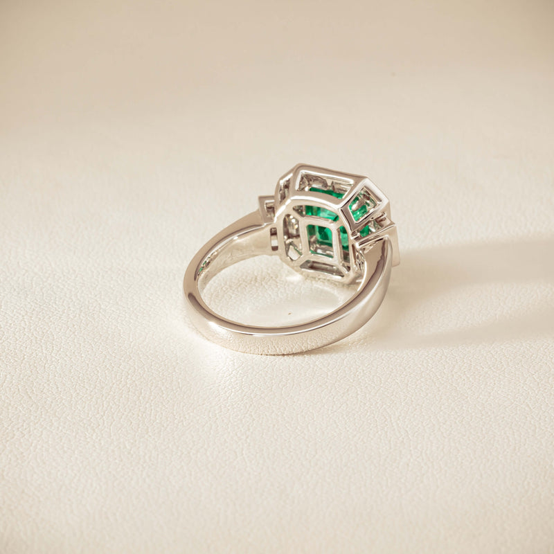 Platinum 1.68ct Emerald & Diamond Magritte Ring