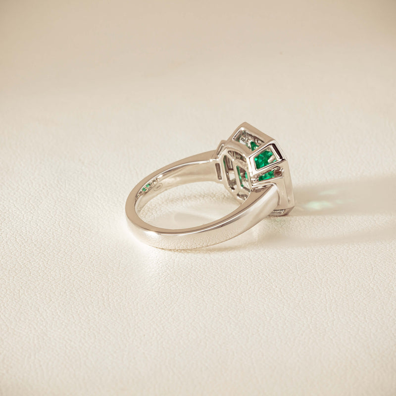 Platinum 1.68ct Emerald & Diamond Magritte Ring