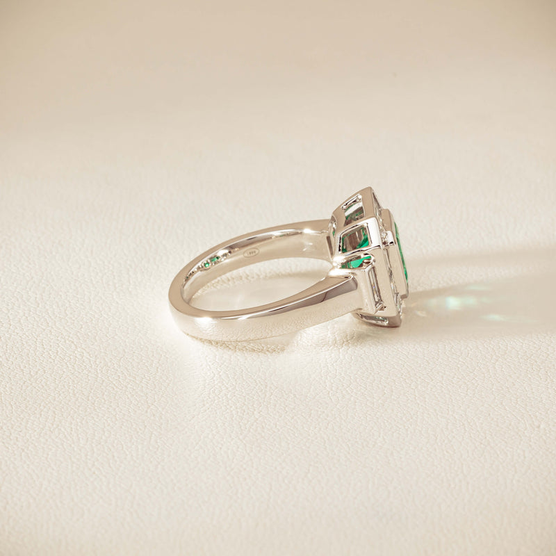 Platinum 1.68ct Emerald & Diamond Magritte Ring