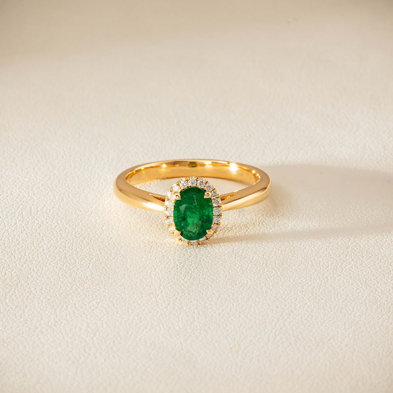 18ct Yellow Gold .78ct Emerald & Diamond Nina Ring