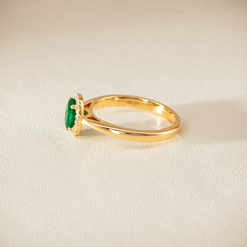 18ct Yellow Gold .78ct Emerald & Diamond Nina Ring