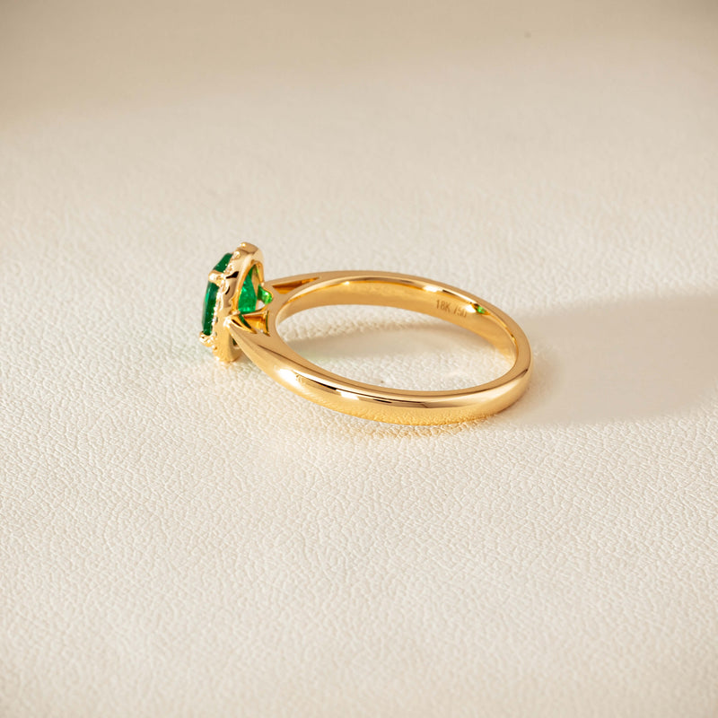 18ct Yellow Gold .78ct Emerald & Diamond Nina Ring