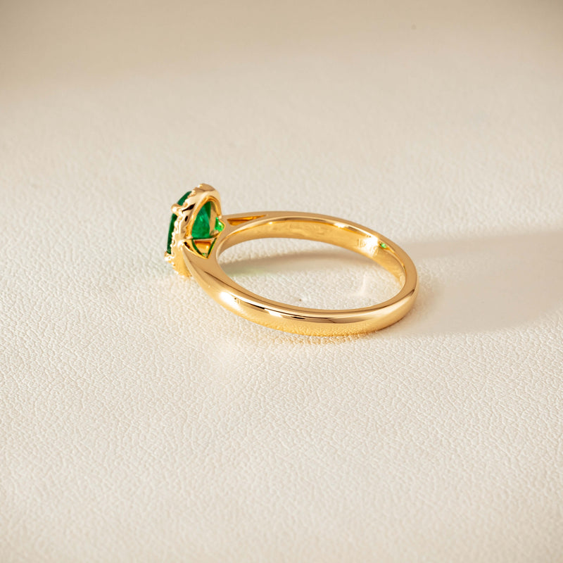18ct Yellow Gold .78ct Emerald & Diamond Nina Ring