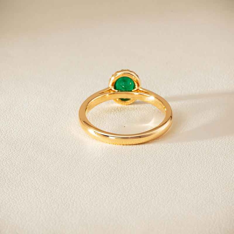 18ct Yellow Gold .78ct Emerald & Diamond Nina Ring