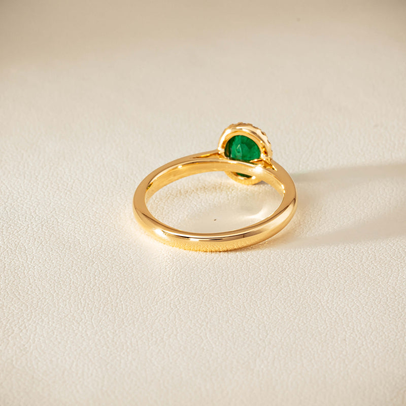 18ct Yellow Gold .78ct Emerald & Diamond Nina Ring