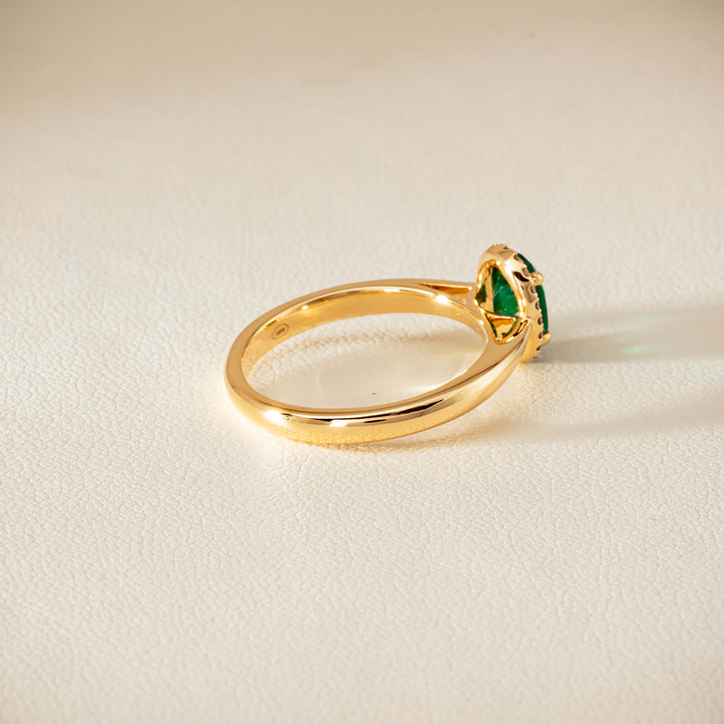 18ct Yellow Gold .78ct Emerald & Diamond Nina Ring