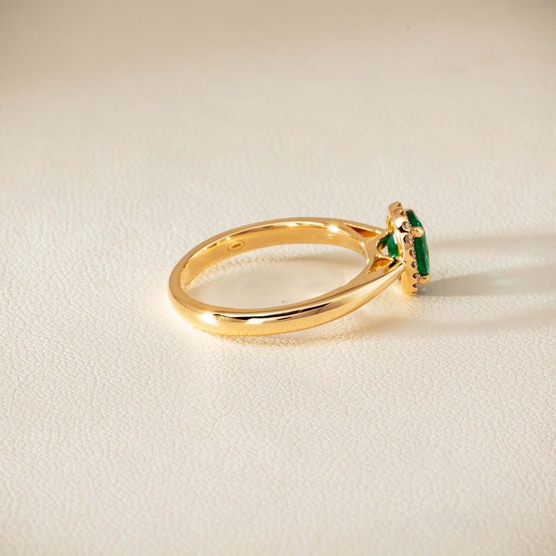 18ct Yellow Gold .78ct Emerald & Diamond Nina Ring