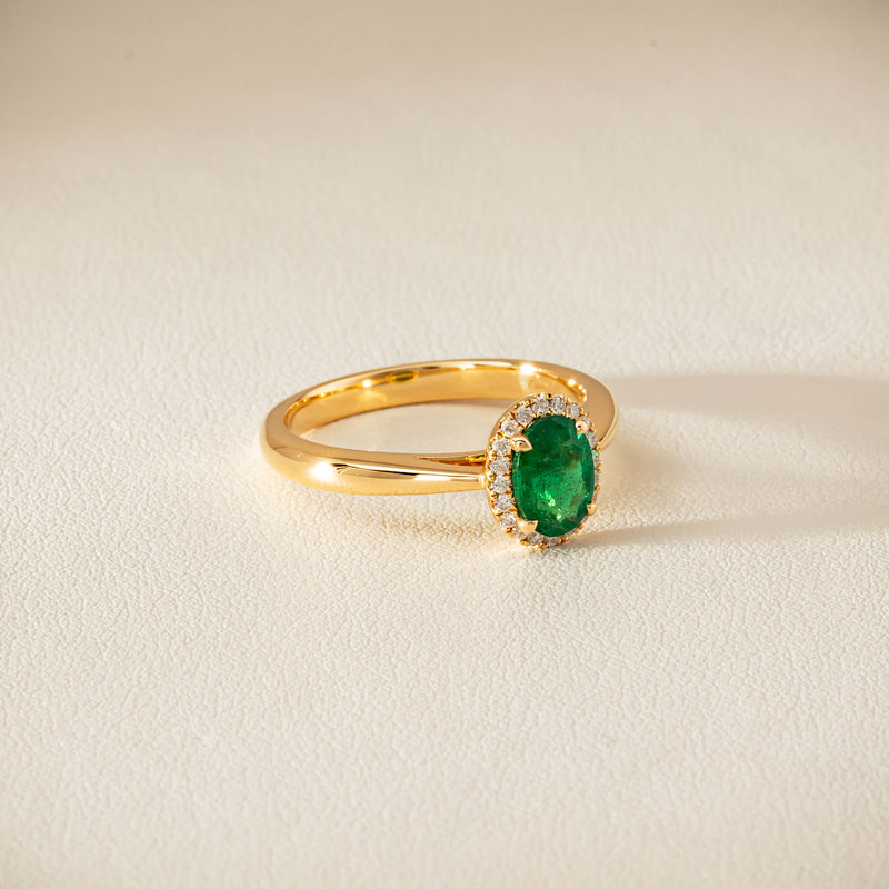 18ct Yellow Gold .78ct Emerald & Diamond Nina Ring