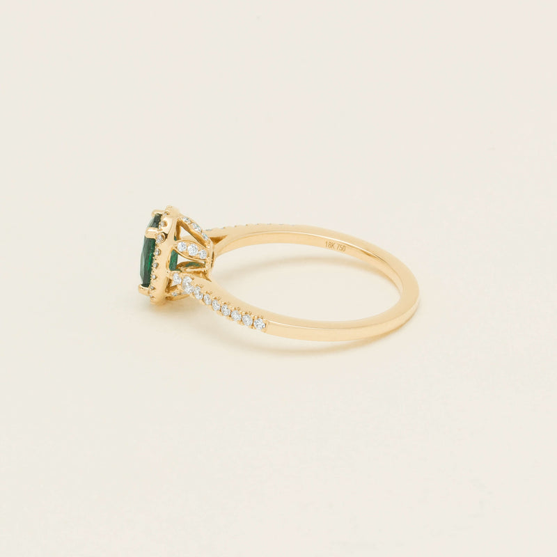 18ct Yellow Gold .72ct Emerald Diamond Mini Sierra Ring