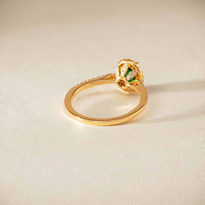 18ct Yellow Gold .72ct Emerald Diamond Mini Sierra Ring